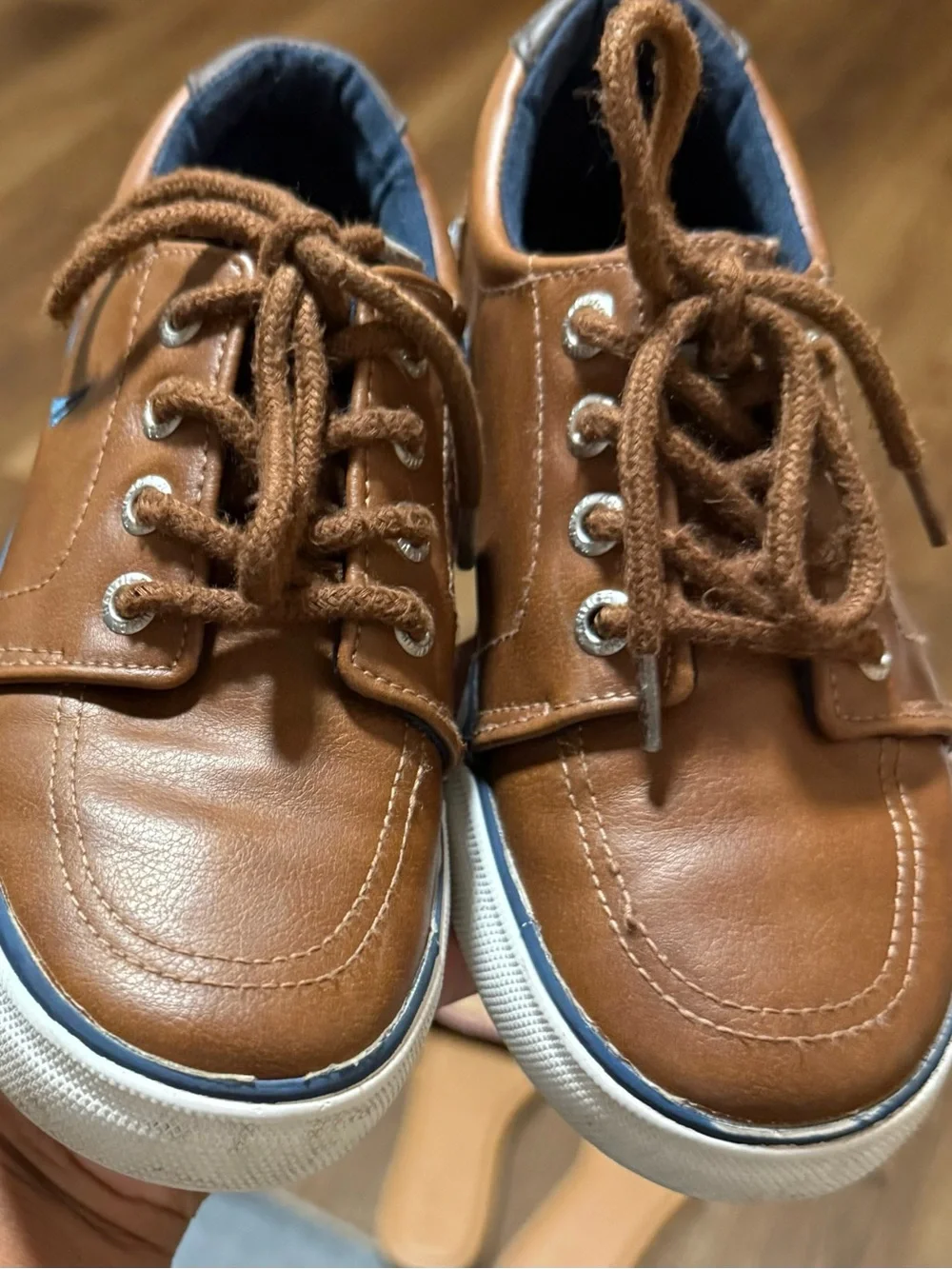 Nautica Kids Brown Leather Lace-Up Casual Sneaker